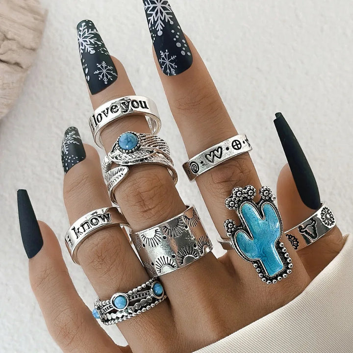 Turquoise Bohemian Gypsy Witchy Trendy Fashion Cute Ring Sets | Green Witch Creations