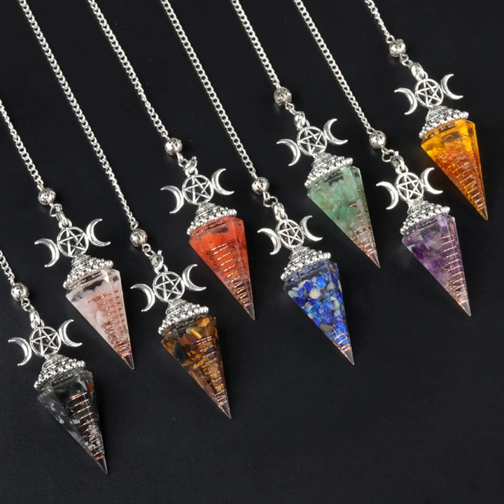 Triple Moon Crystal Resin Pendulum | Green Witch Creations