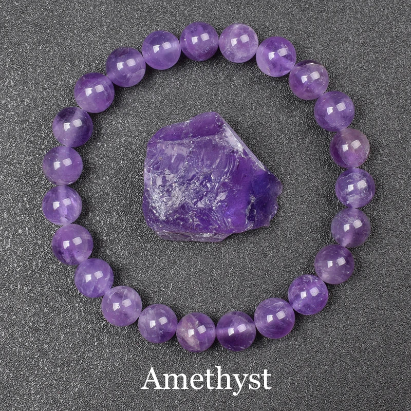 Amethyst 8mm Crystal Stone Bead Bracelets | Green Witch Creations