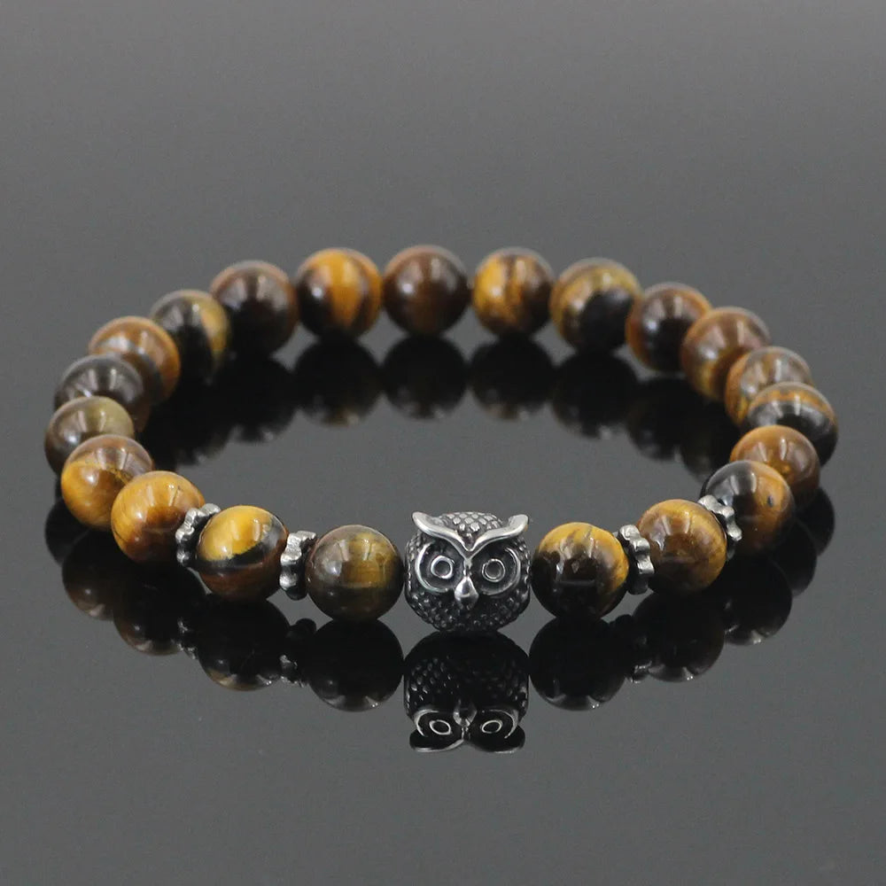 Tigers Eye Owl Charm Bead Bracelets | Green Witch Creations