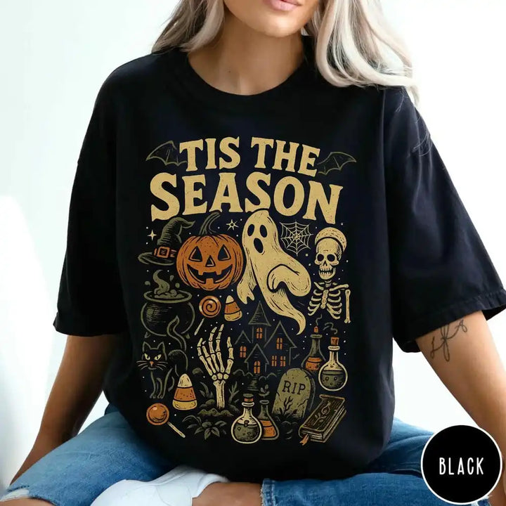 Tis The Season Halloween T Shirt Black