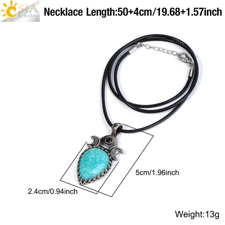 Triple Moon Crystal Teardrop Necklaces