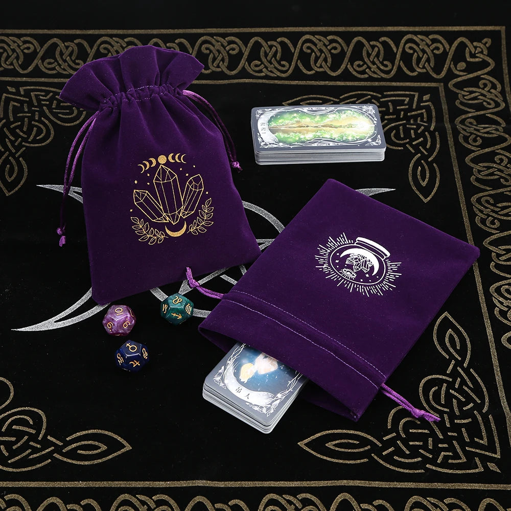 Crystals Ball Purple Print Velvet Tarot Card Bags For Sale Online | Green Witch Creations