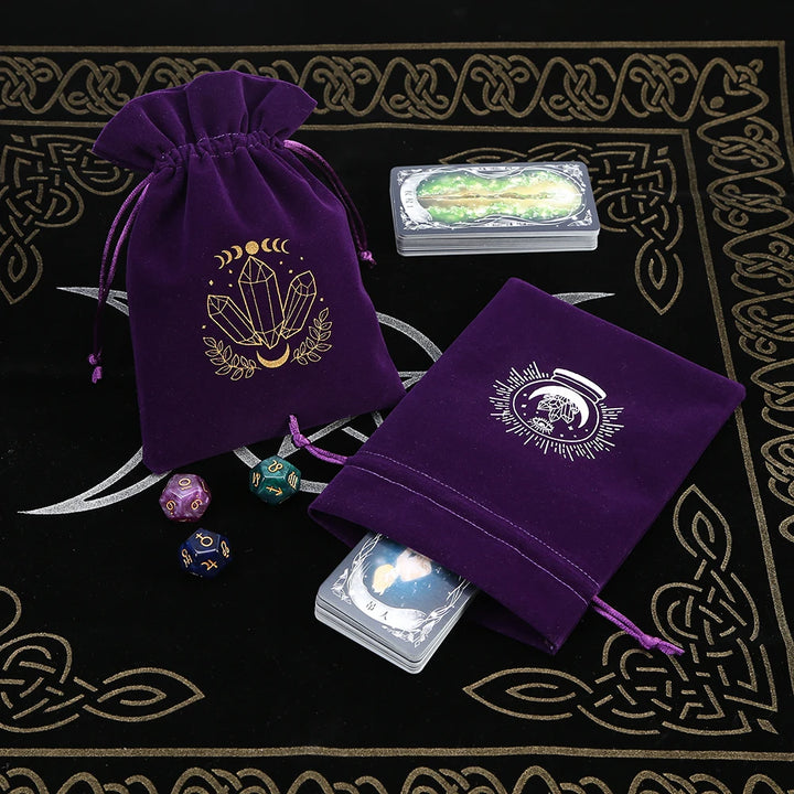 Crystals Ball Purple Print Velvet Tarot Card Bags For Sale Online | Green Witch Creations