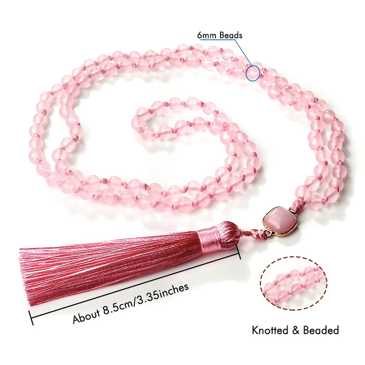 Rose Quartz Mala Prayer Bead Necklace | Green Witch Creations