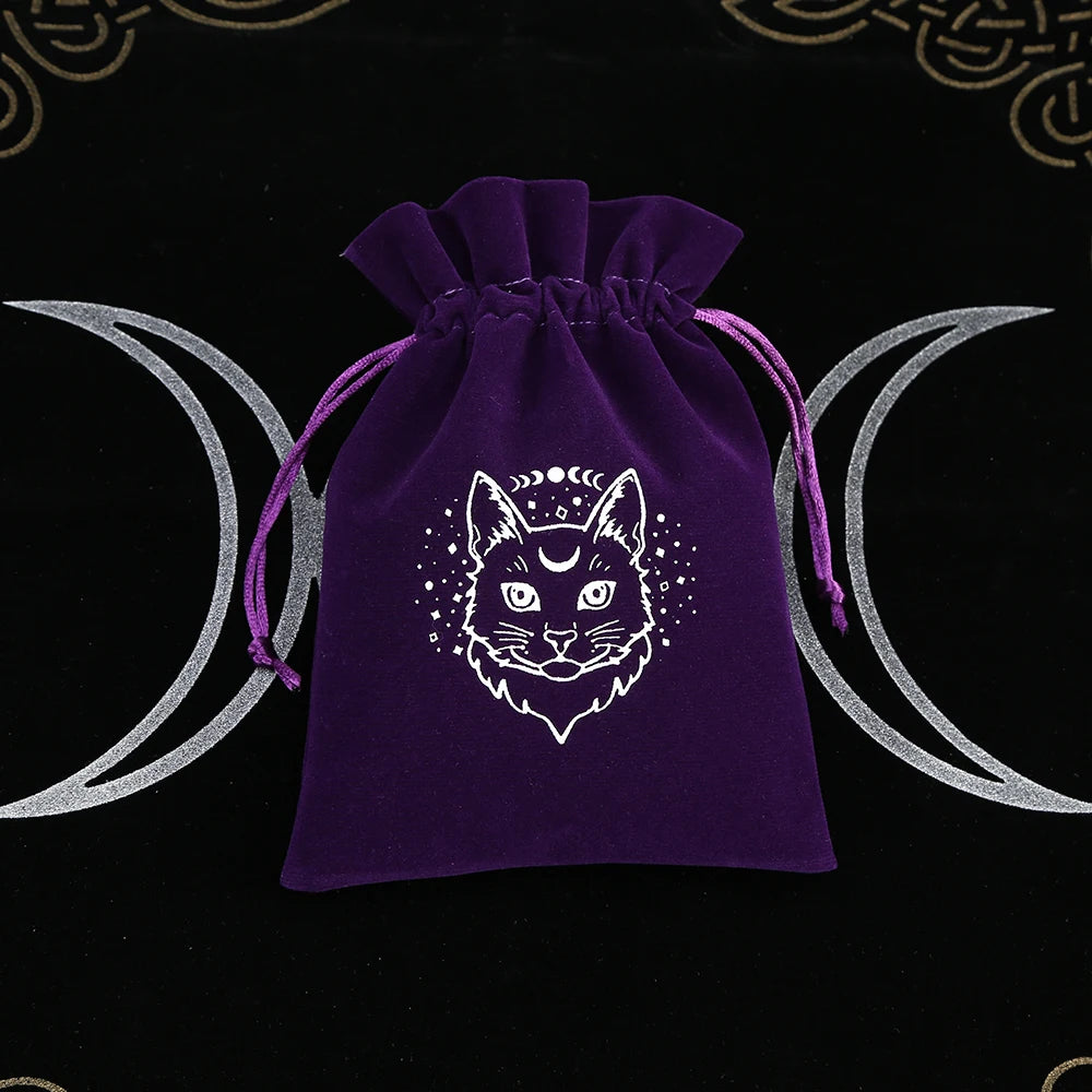 Cat Purple Print Velvet Tarot Card Bags For Sale Online | Green Witch Creations