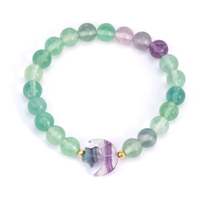 Fluorite Crystal Moon Stone Bead Bracelets | Green Witch Creations