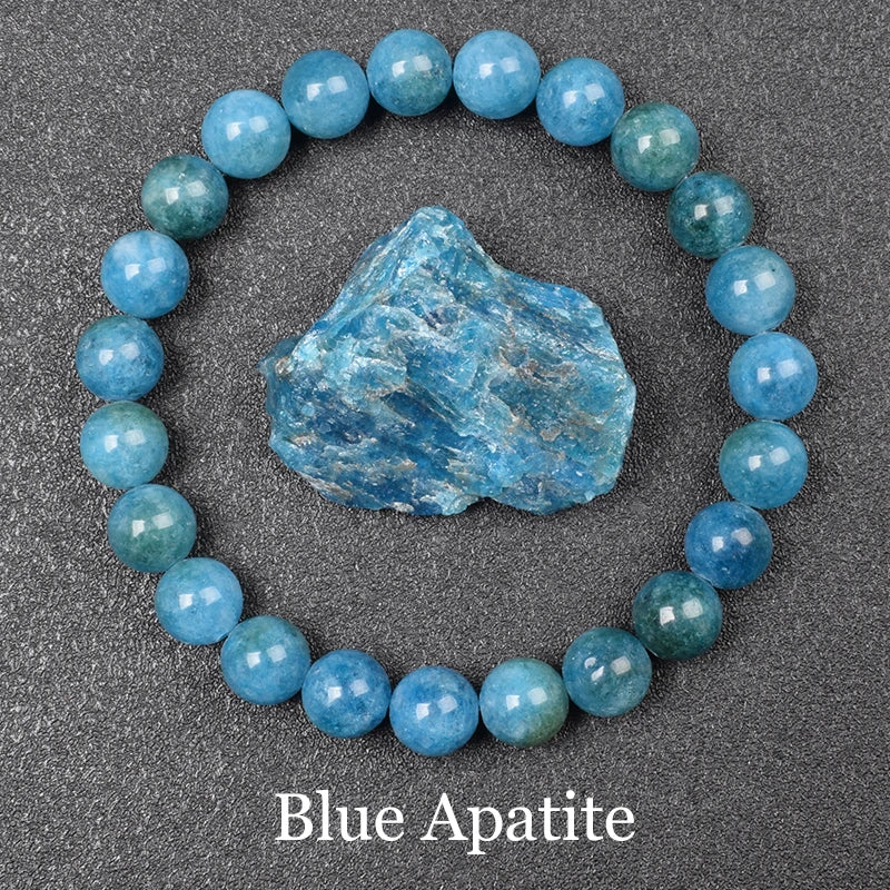 Blue Apatite 8mm Crystal Stone Bead Bracelets | Green Witch Creations