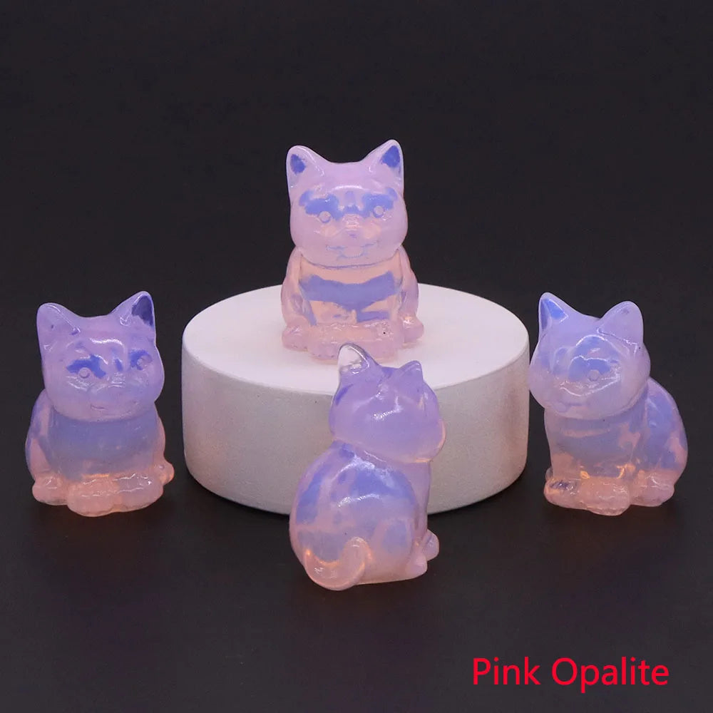 Opalite Crystal Cat Statue | Green Witch Creations