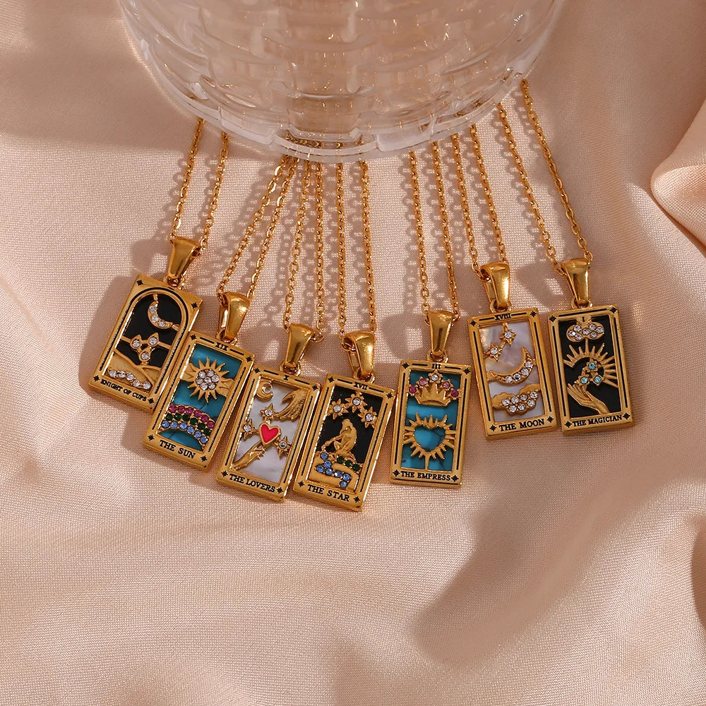 Gold Tarot Card Necklaces For Sale | Green Witch Creations