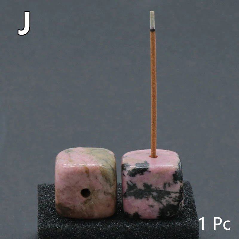 Rhodonite Stone Cube Incense Holder | Green Witch Creations