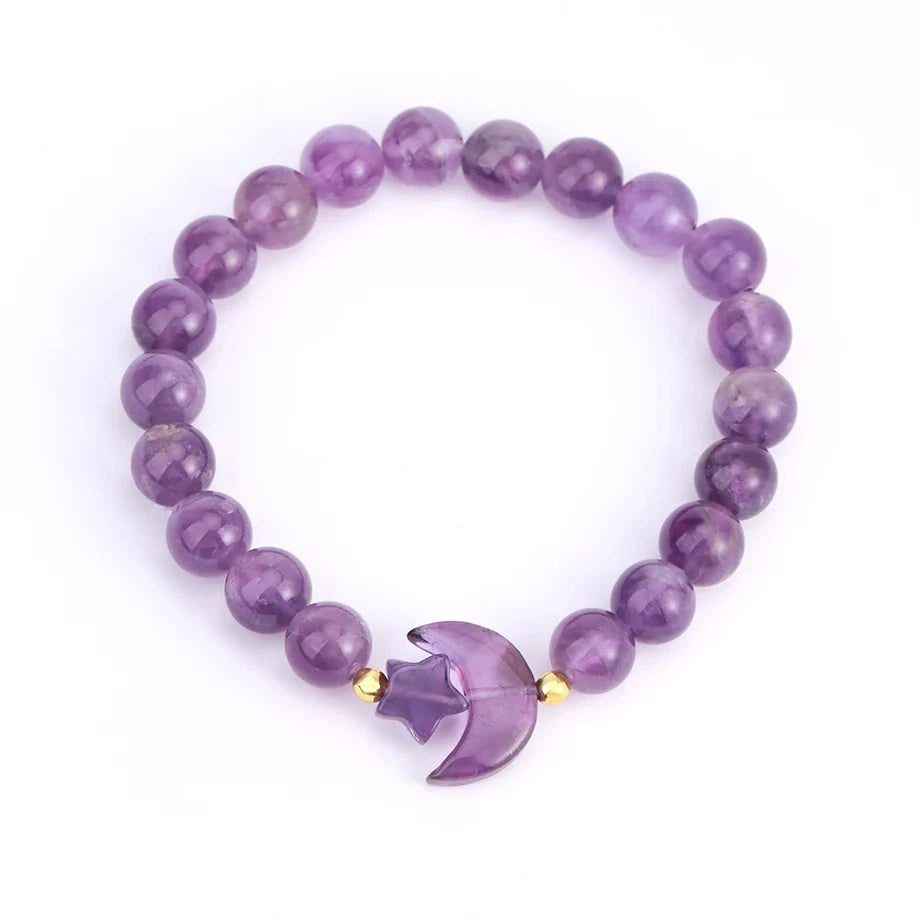 Amethyst Crystal Moon Stone Bead Bracelets | Green Witch Creations