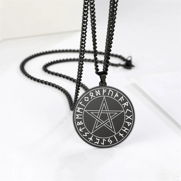 Black Pentacle Rune Nordic Viking Necklaces | Green Witch Creations