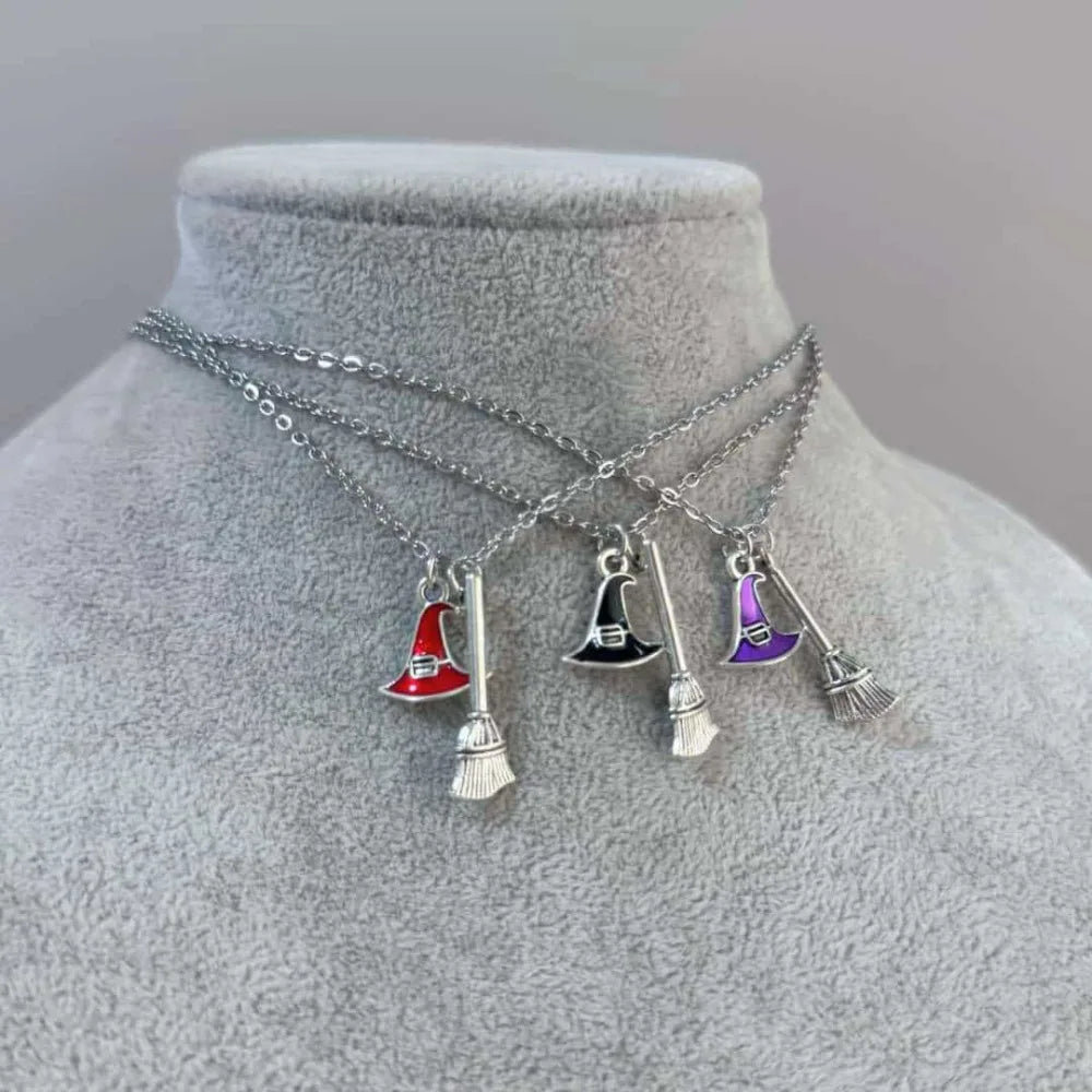 Witch Hat & Broom Necklaces