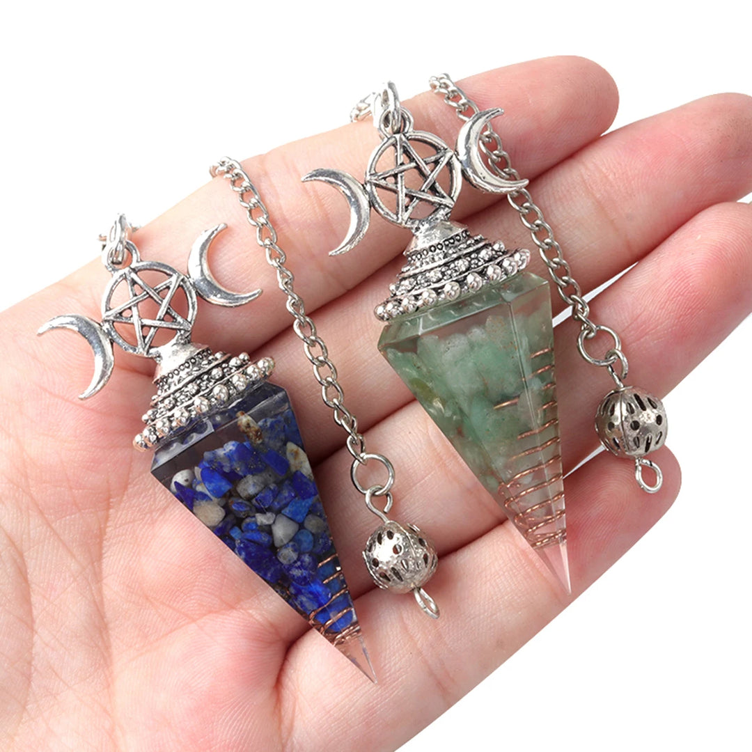 Triple Moon Crystal Resin Pendulum | Green Witch Creations