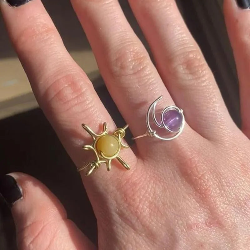 Wire Wrap Sun & Moon Rings For Sale | Green Witch Creations