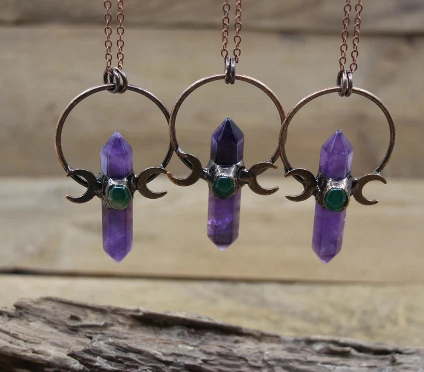 Amethyst Moon Copper Necklaces