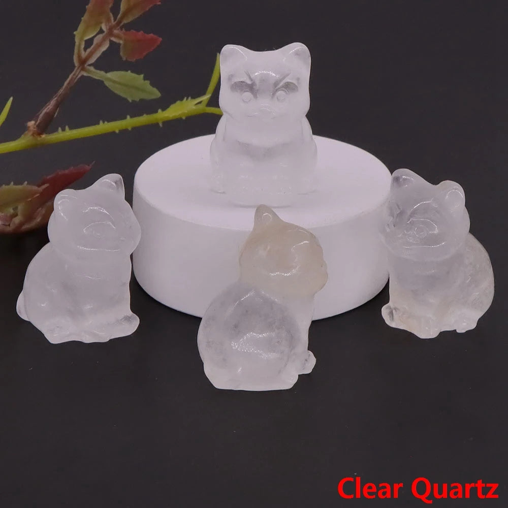 Clear Quartz Crystal Cat Statue | Green Witch Creations