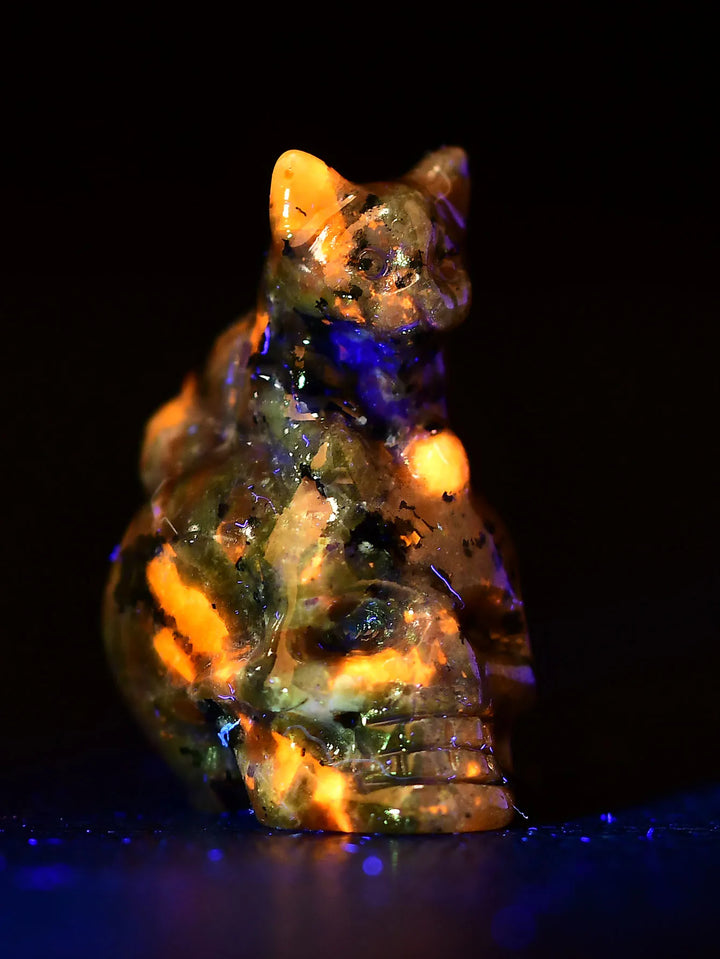 Tiger Eye Cat Skull Crystal Figurines | Green Witch Creations