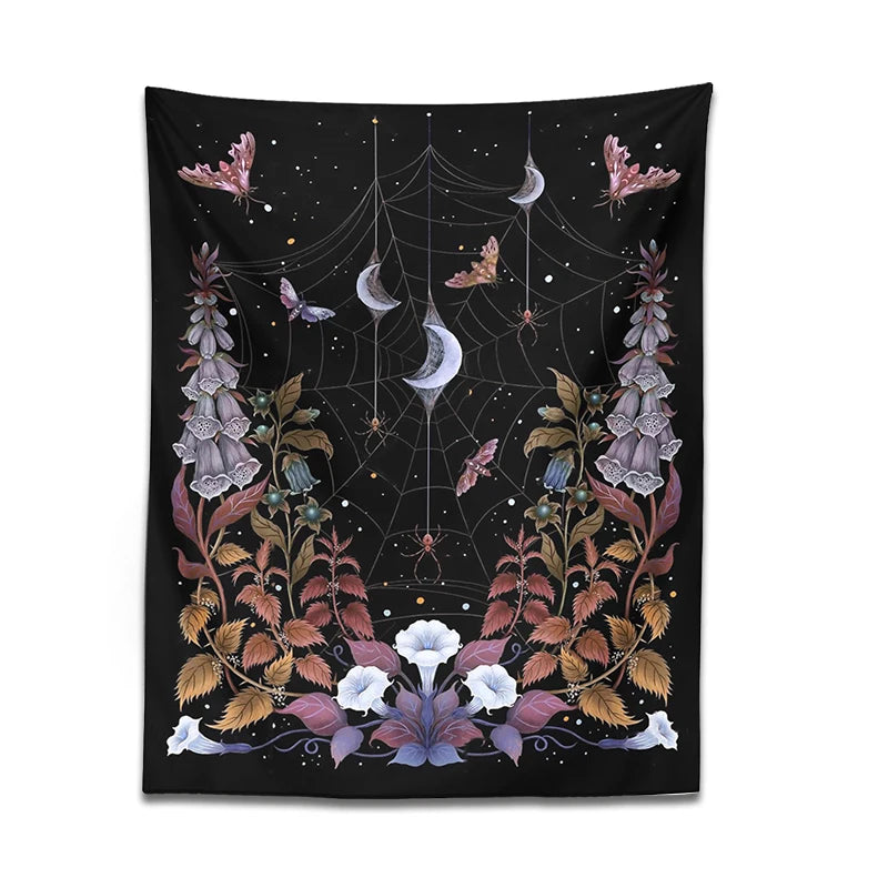 Witchy Garden Butterfly Moon Tapestry | Green Witch Creations