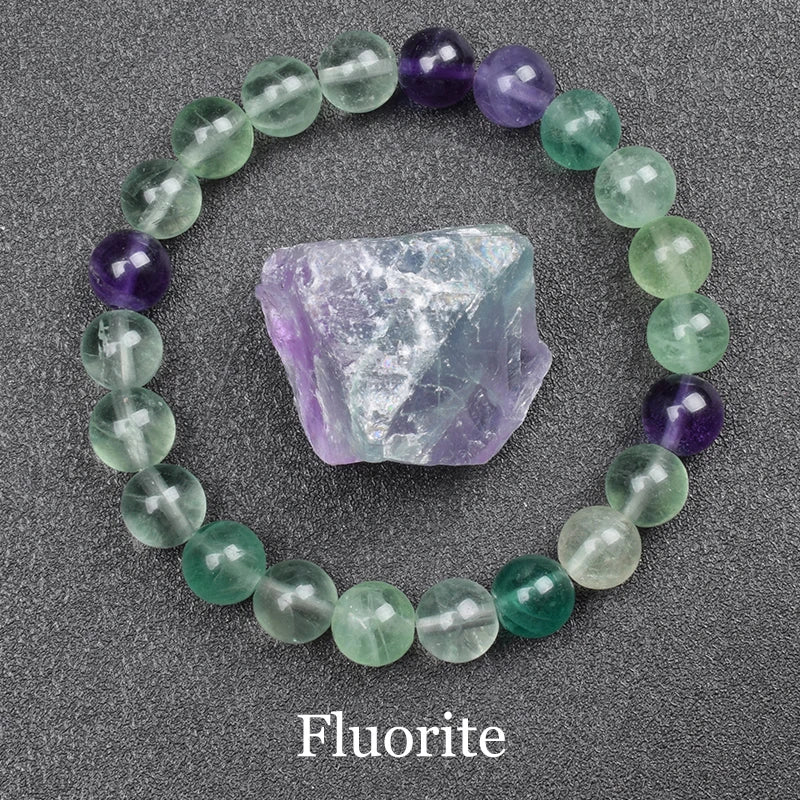 Fluorite 8mm Crystal Stone Bead Bracelets | Green Witch Creations