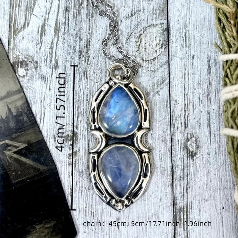 Mystic Moon Moonstone Crystal Necklace | Green Witch Creations