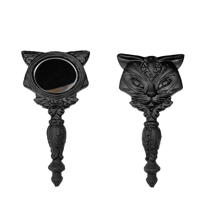 Black Obsidian Cat Scrying Hand Mirror For Sale | Green Witch Creations