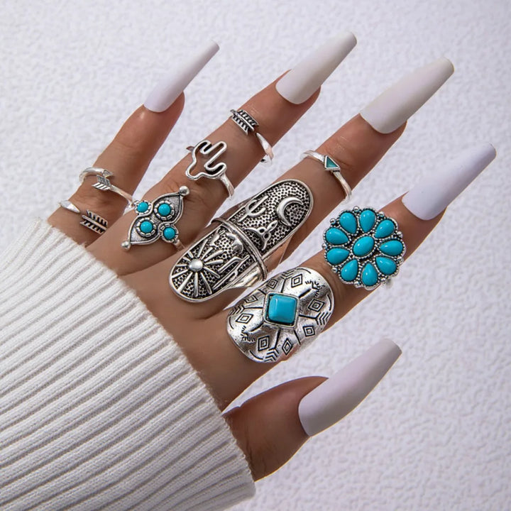 Turquoise Bohemian Gypsy Witchy Trendy Fashion Cute Ring Sets | Green Witch Creations