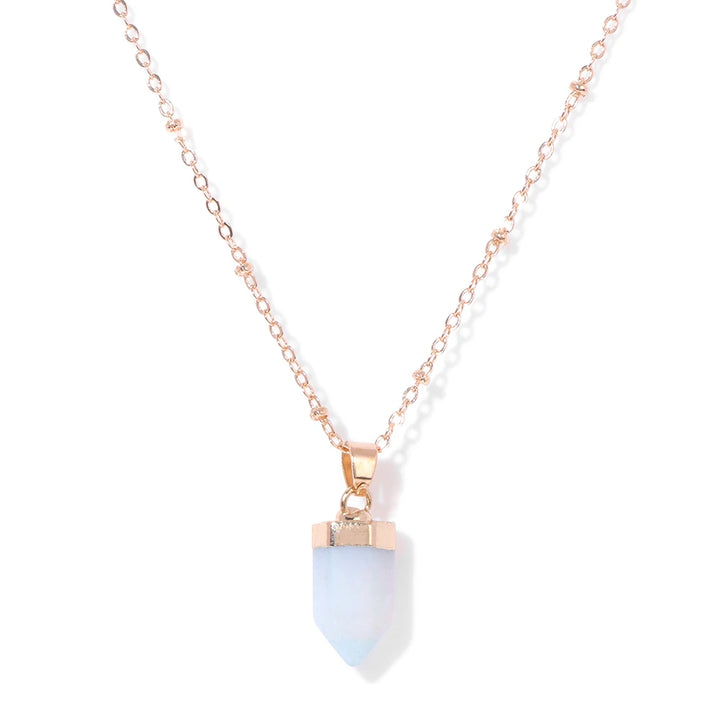 Opalite Hexagonal Stone Pendant Gold Necklace | Green Witch Creations