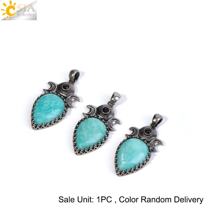 Triple Moon Crystal Teardrop Necklaces
