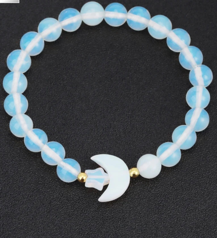 Opalite Crystal Moon Stone Bead Bracelets | Green Witch Creations