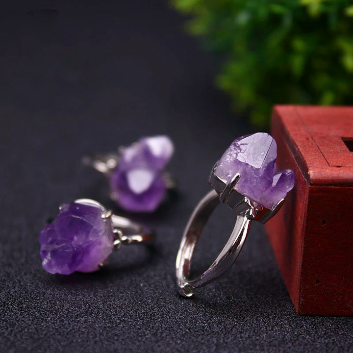 Amethyst Cluster Adjustable Ring