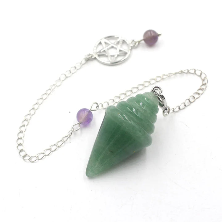 Green Aventurine Amethyst Pentacle Crystal Witch Pendulum | Green Witch Creations