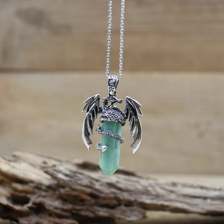 Green Aventurine Dragon Crystal Pendant Necklace | Green Witch Creations