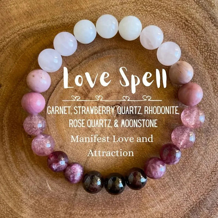 Love Spell Intention Stone Bead Stretch Bracelets For Sale | Green Witch Creations