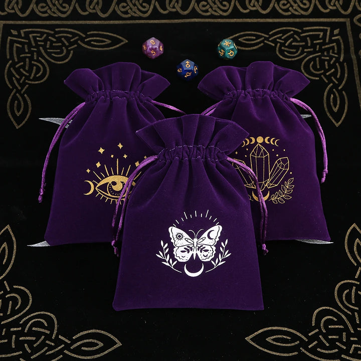 Purple Print Velvet Tarot Card Bags For Sale Online | Green Witch Creations