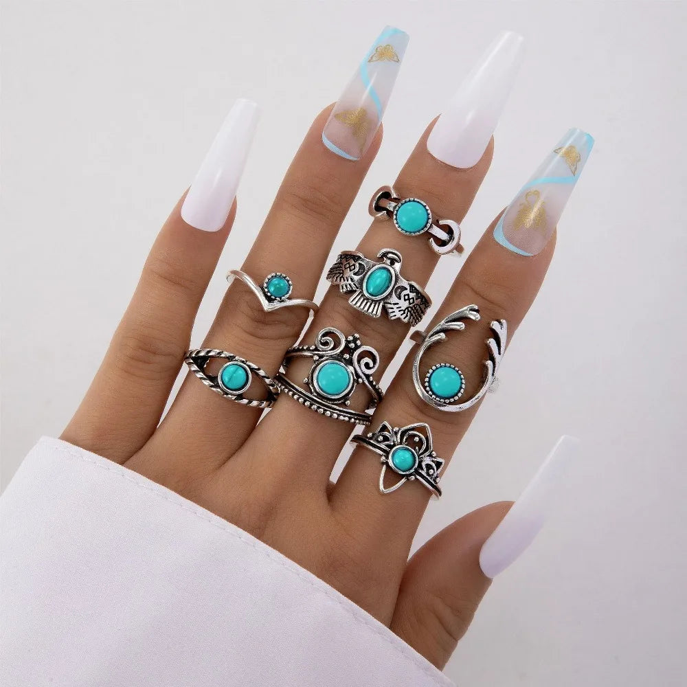 Turquoise Bohemian Gypsy Witchy Trendy Fashion Cute Ring Sets | Green Witch Creations