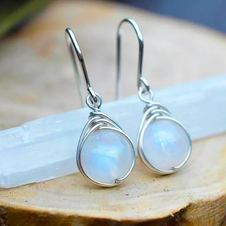 Moonstone Wire Wrap Earrings | Green Witch Creations