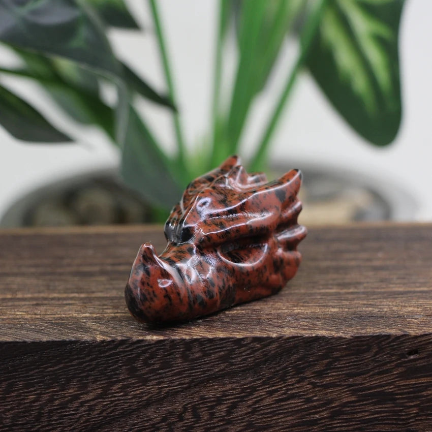 Mahogany Obsidian Crystal Dragon Heads | Green Witch Creations