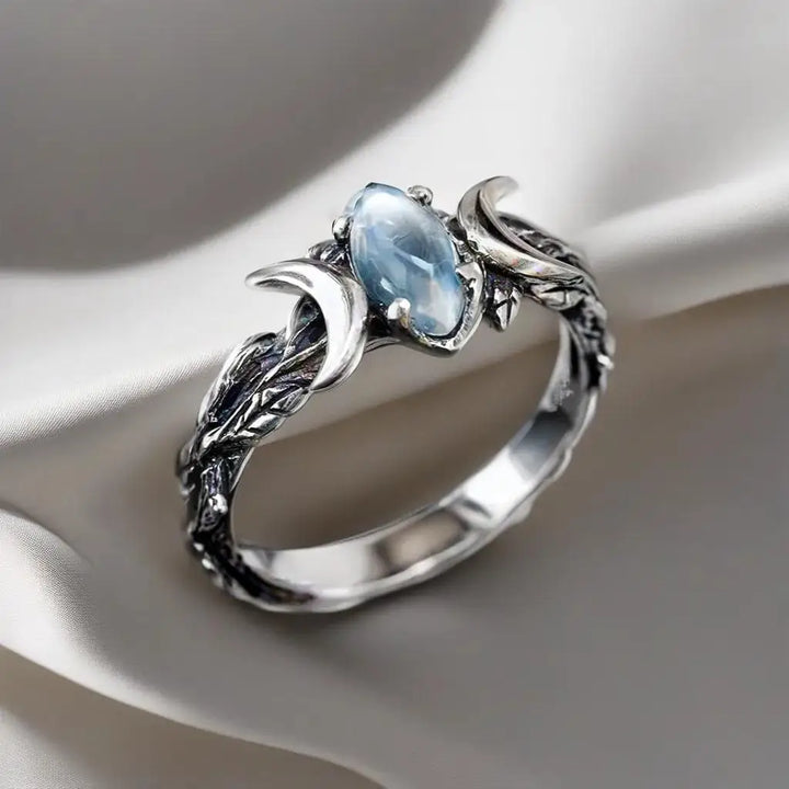 Moonstone Triple Moon Goddess Ring | Green Witch Creations