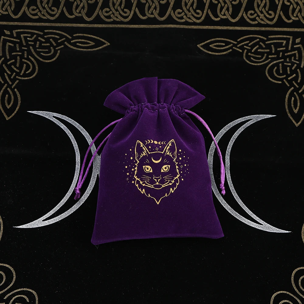 Cat Purple Print Velvet Tarot Card Bags For Sale Online | Green Witch Creations