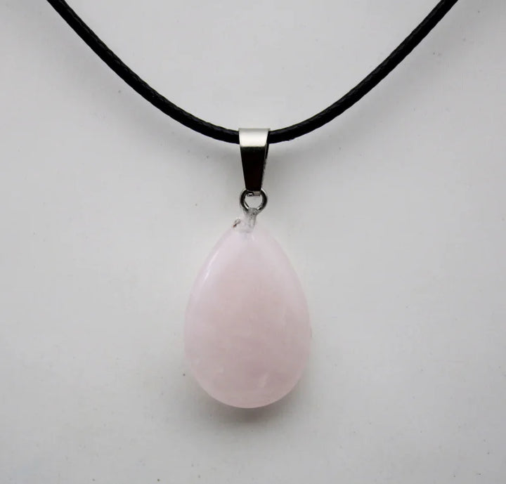 Rose Quartz Stone Teardrop Pendant Necklace For Sale | Green Witch Creations