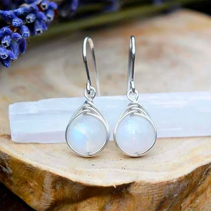 Moonstone Wire Wrap Earrings | Green Witch Creations