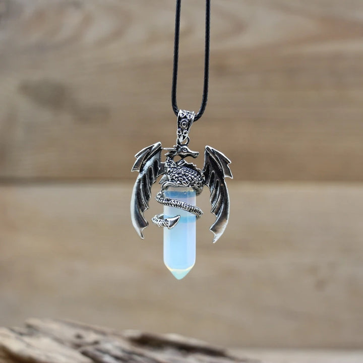 Opalite Dragon Crystal Pendant Necklace | Green Witch Creations