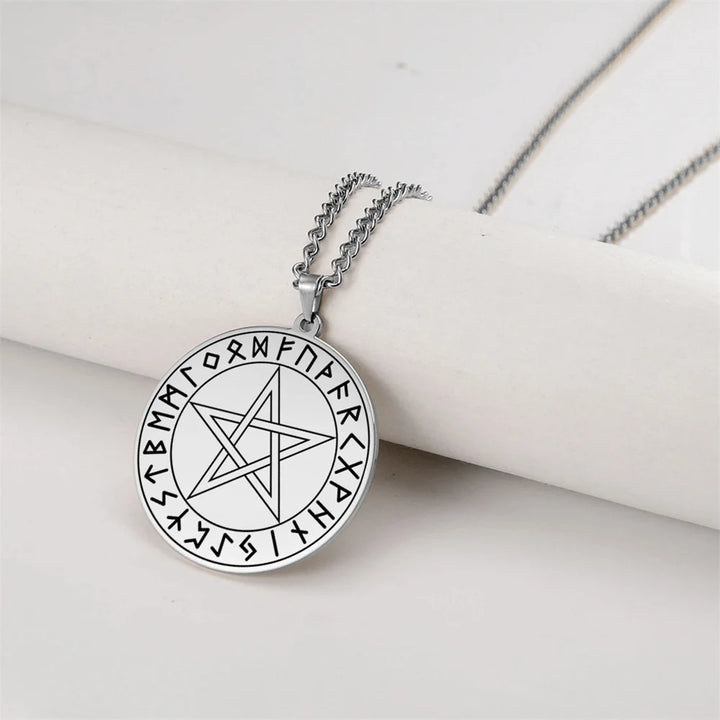 Silver Pentacle Rune Nordic Viking Necklaces | Green Witch Creations