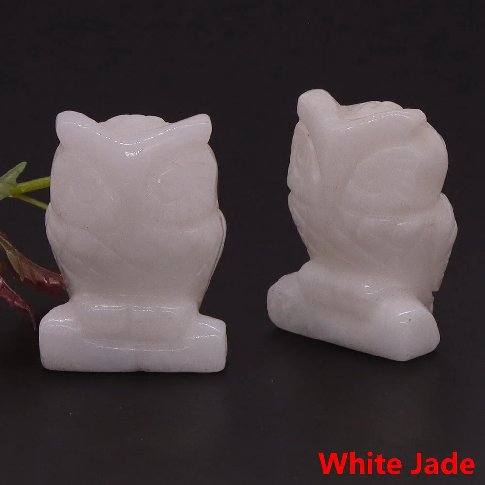 White Jade Owl Crystal Figurine Statue | Green Witch Creations