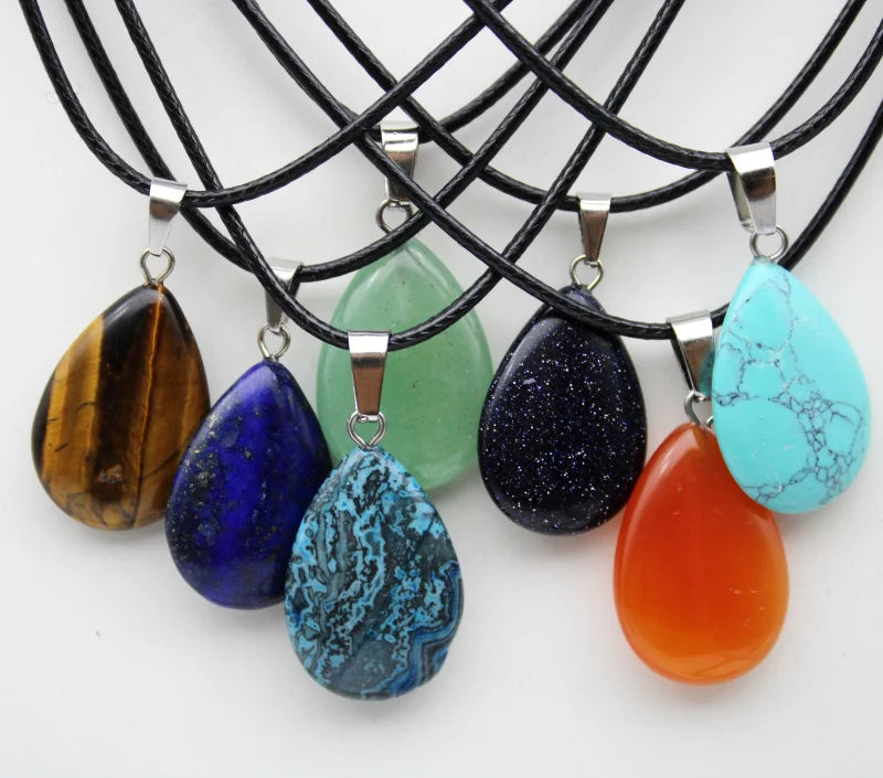 Stone Teardrop Pendant Necklace For Sale | Green Witch Creations