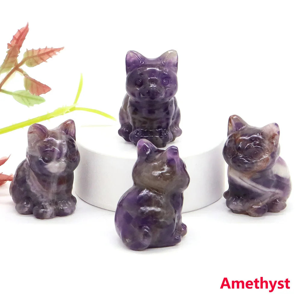 Amethyst Crystal Cat Statue | Green Witch Creations