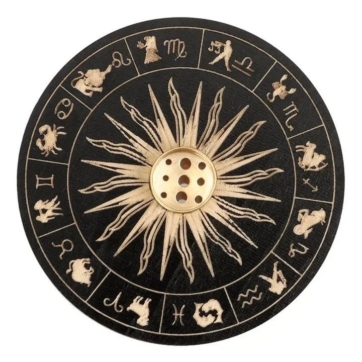 Sun Astrology Zodiac Wood Design Incense Holder | Green Witch Creations