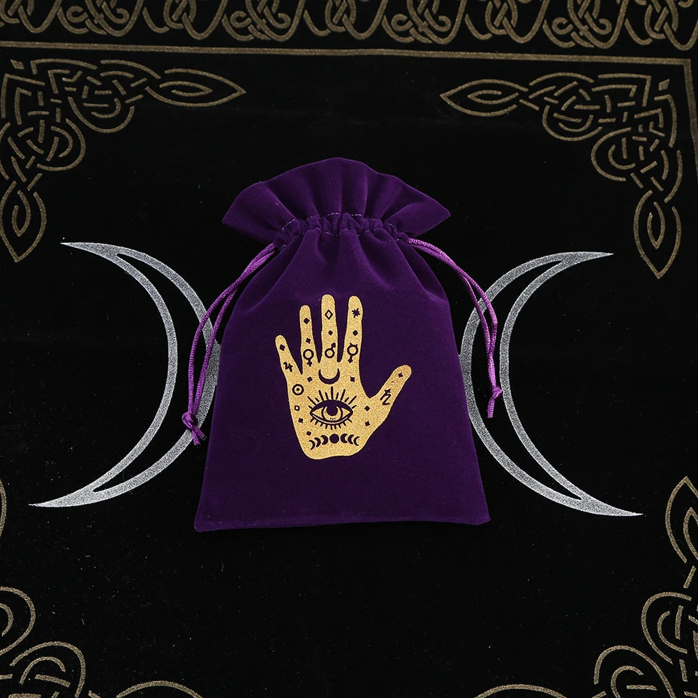 Hand Purple Print Velvet Tarot Card Bags For Sale Online | Green Witch Creations